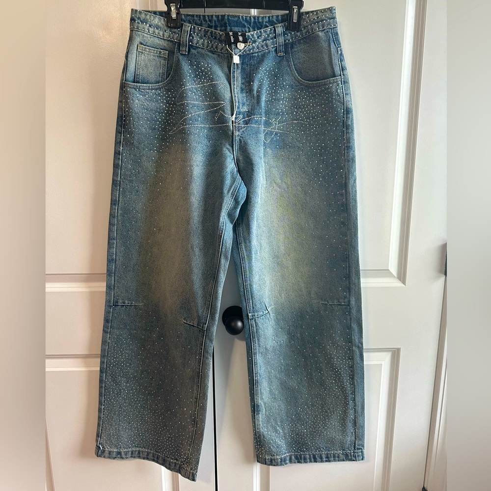 MEDM Crystal Embellished Jeans